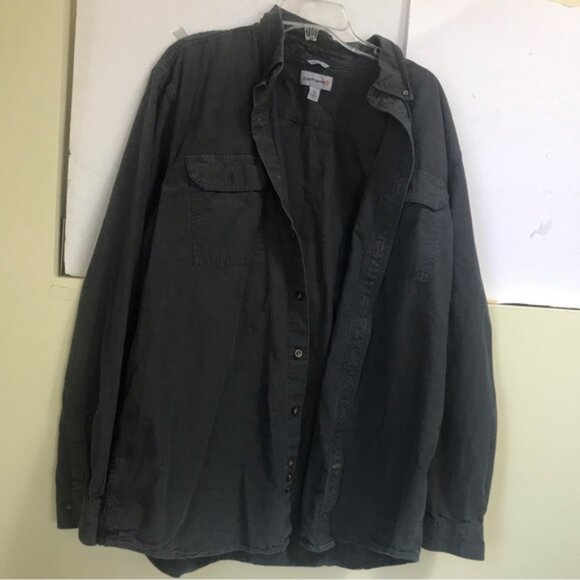 Carhartt Cotton Loose Fit Midweight XL Tall Chambray Long Sleeve Shirt Casual Gr - Picture 6 of 16